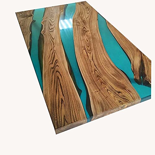Green Resin Epoxy Dining Custom Center Table Top Handmade Furniture Live Edge Design Decor