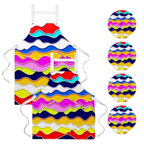 Tablier de restaurant multicolore lot de 2 grand tablier de bar cuisine travail