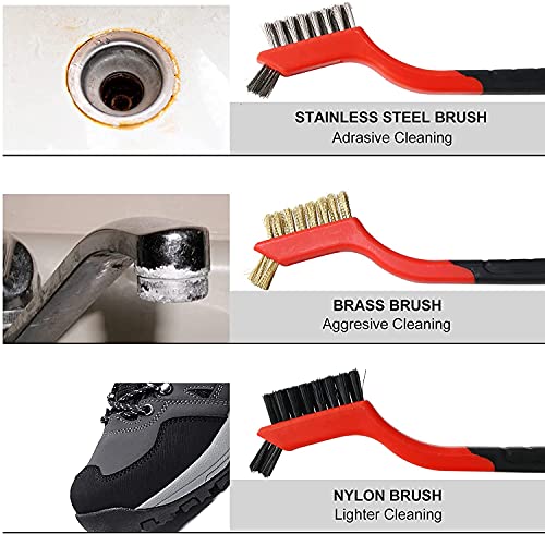 Set di 3 spazzole metalliche con manico curvo