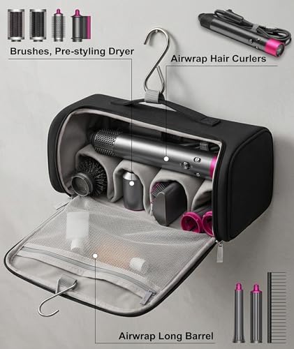 Image of Hair Tools Organizer Bag, Travel Pouch for Professional Stylists and Frequent Travelers, Portable Storage Solution for High-End Hair Styling Tools, Compact Black Design