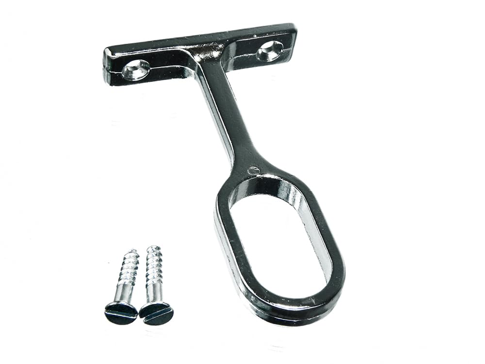 Onestopdiy.com Silver 2 X Sleek Chrome Centre Support For Oval Wardrobe Rail Rod With Fixing Screws