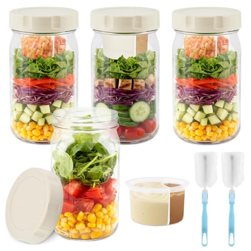 4 Pack Glass Salad Jars with Lids
