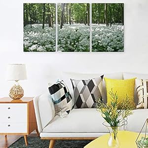 S-TROUBLE Witte Bloemen Bos Landschap Canvas Muur Art Unframed Posters en Prints Waterdicht Canvas Kunstwerk voor Muur…