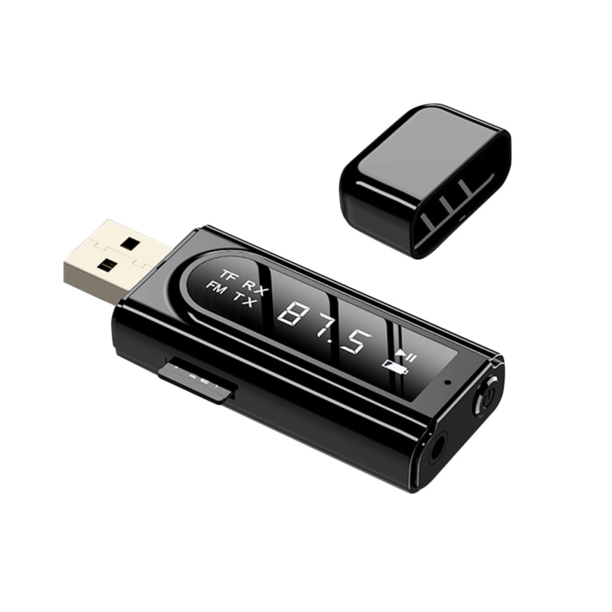 PRETYZOOM Ricevitore Wireless 5.0 Funzione Vivavoce e Trasmettitore Fm 2-in-1 Interfaccia USB e Jack Aux 3,5 Mm, Adattatore Audio senza Fili in