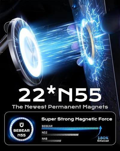 Phone Holder Car for Magsafe, [Military-Grade Metal 80+LBS Hyper Suction & 4400gf Magnetic] 360° Adjustable Car Phone Holder Mount Car Accessories for iPhone 17 16 15 14 Series and Android - 4