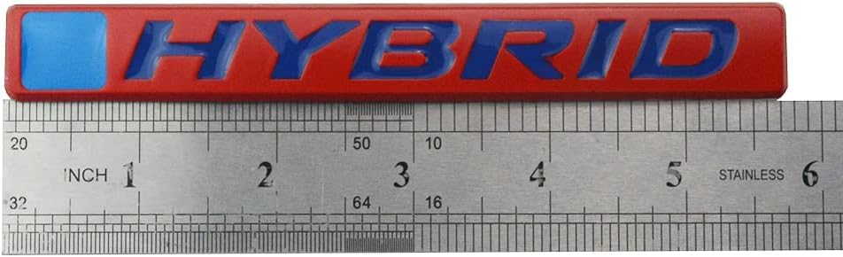 Image of 2Pc Hybrid Emblem 3D Metal Badge Door Rear Tailgate Decal Sticker Nameplate Logo Fits Universal car Truck (Red Blue)