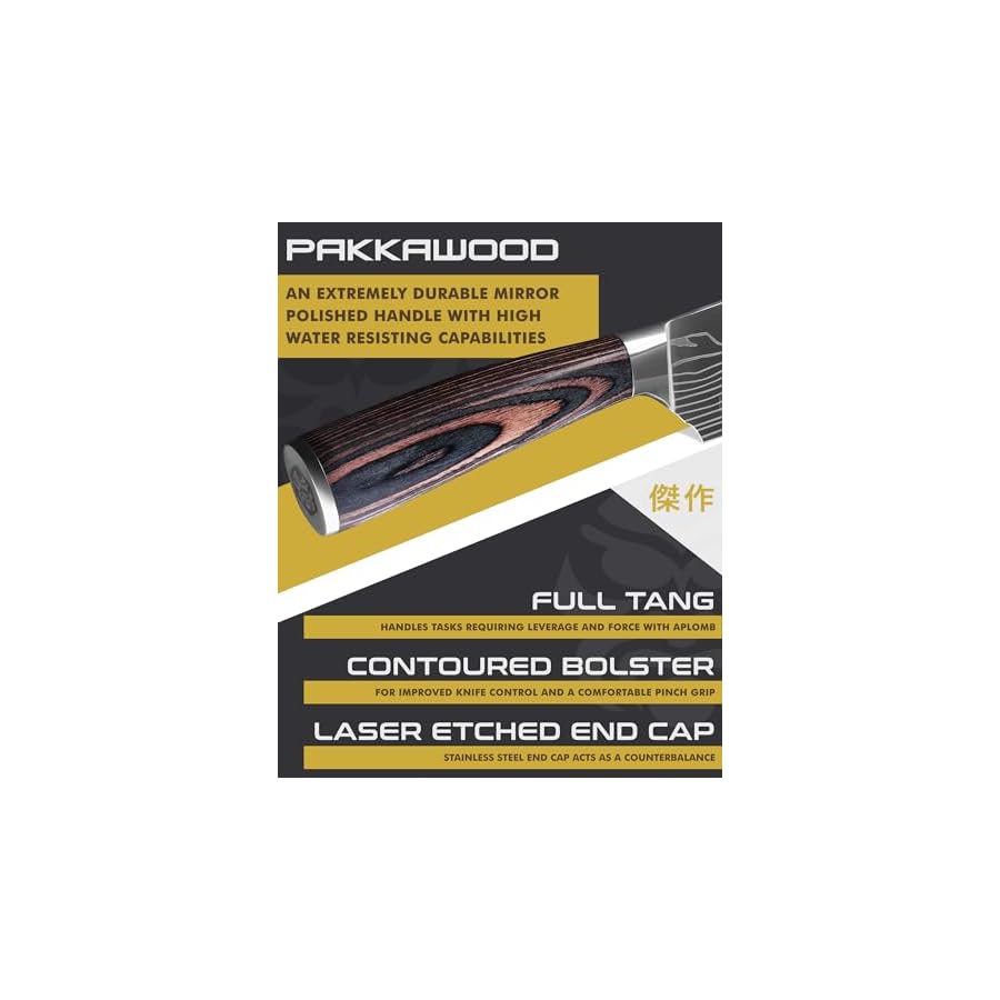 KESSAKU-Santoku-Knife-7-inch-Samurai-Series-Razor-Sharp-Kitchen-Knife-Forged-7Cr17MoV-High-Carbon-Stainless-Steel-Wood-Handle-with-Blade-Guard KESSAKU Santoku Knife - 7 inch - Samurai Series - Razor Sharp Kitchen Knife - Forged 7Cr17MoV High Carbon Stainless Steel - Wood Handle with Blade Guard