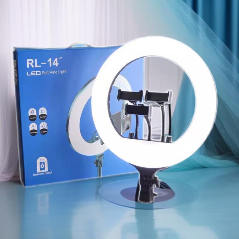 RL-14 LED Ring Light, 14 Inch Soft Ring Light for Smartphones, Camera, YouTube TikTok Videos with Tripod & 3 phone Holders