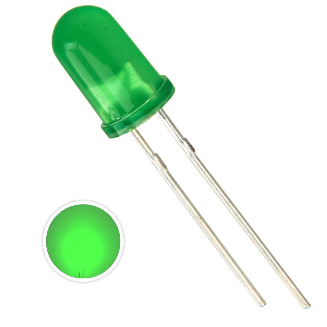 Waycreat100 Pieces Diffused 5mm LED Diode, Geeen