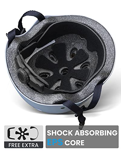 Outdoormaster Youth & Kids Bike Helmet - Adjustable Multi-Sports Skateboard Helmet With Removable Liners For Balance Bike, Toddler Scooter, One Wheel Hoverboard - Light Blue - L #TOP3