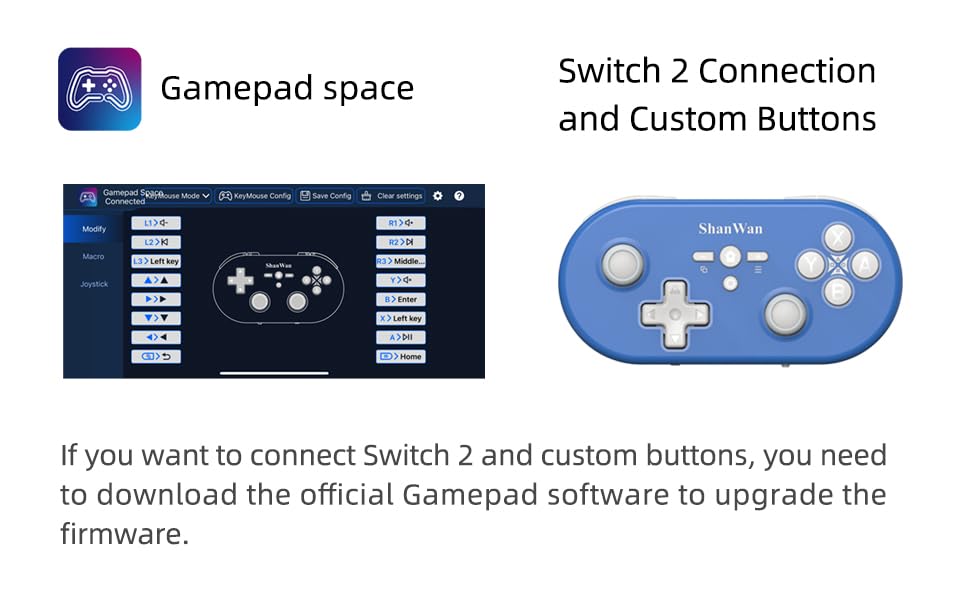 Gamepad Space software interface and controller