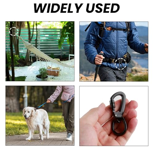 3 PCS Karabinerhaken mit Drehgelenk, Karabiner für Hundeleine Wirbelkarabiner, Bergsteigen und Schlüsselbund, D-förmige Schnappkarabiner aus Zinklegierung, stabil und langlebig, ideal für Outdoor-Akti
