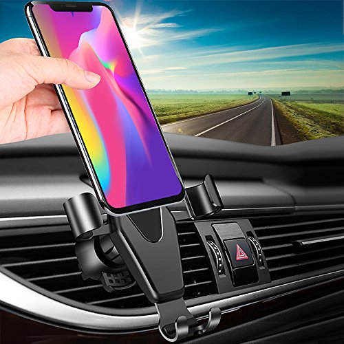 Car Phone Mount, TAKAGI Clip Gravity Cellphone Holder Mount Bracket Auto Lock Design Air Outlet Smarphones Mounts for iPhone X 8 7 6s Plus Samsung Note Huawei Google LG HTC, Up to 6.0