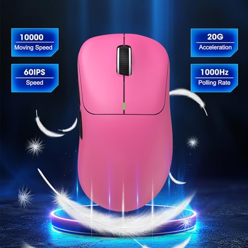 Ratón inalámbrico tri-modo Sxhlseller rosa de 10000 Dpi programable para laptop y PC 6