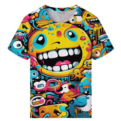 Funny Graffiti Graphic Tee Tops Cartoon Graffiti Print T Shirt for Mens Womens3