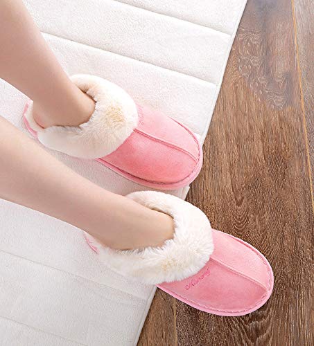 Rojeam Women's Cute Rabbit Plush Slippers Winter Warm Non Slip House Slipper4