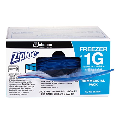 Ziploc Professional Freezer Bags, Designed to Prevent Freezer Burn, Double Zipper, Gallon, 250 Count