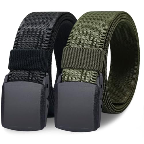 Image of WYuZe Mens Nylon Web Belt No Metal Nickel-Free Military Tactical Hiking Belt