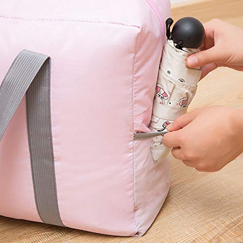 Folding Travel Duffel Bag for Men & Women, 2019 New Large Capacity Storage Luggage bag, Waterproof & Durable Travel Bag for Sports, Gym, Travel (Pink)