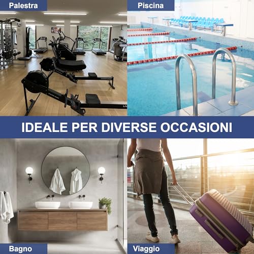 Nada Home Unisex Bademantel aus Mikrofaser für Damen und Herren – Fitness, Sport, Reisen – Mit Kapuze, Taschen und Gürtel mit Schlaufen – Schnell trocknend, leicht und platzsparend