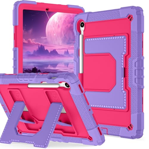 Étui de protection robuste Samsung Tab S9 FE 11 pouces violet rose avec porte-crayon