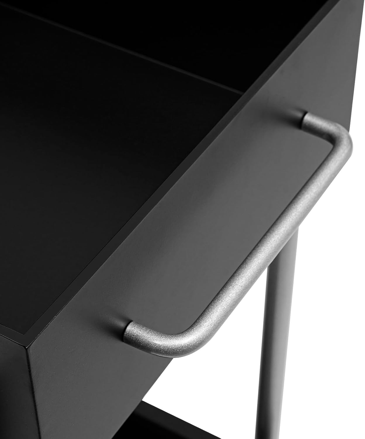 2 Tier Mobile Bar Cart,Home Bar Serving Cart,Drink Coffee Cart with Wheels,Rolling Storage Cart for Kitchen and Living Room,Black