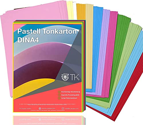 100x Blatt - Papier Pastell Pastellpapier Buntpapier 230 g/m² - A4 Kopierpapier Druckerpapier bunt - 54 Blatt - zum Basteln & gestalten - Bastelpapier Tonkarton Pappe