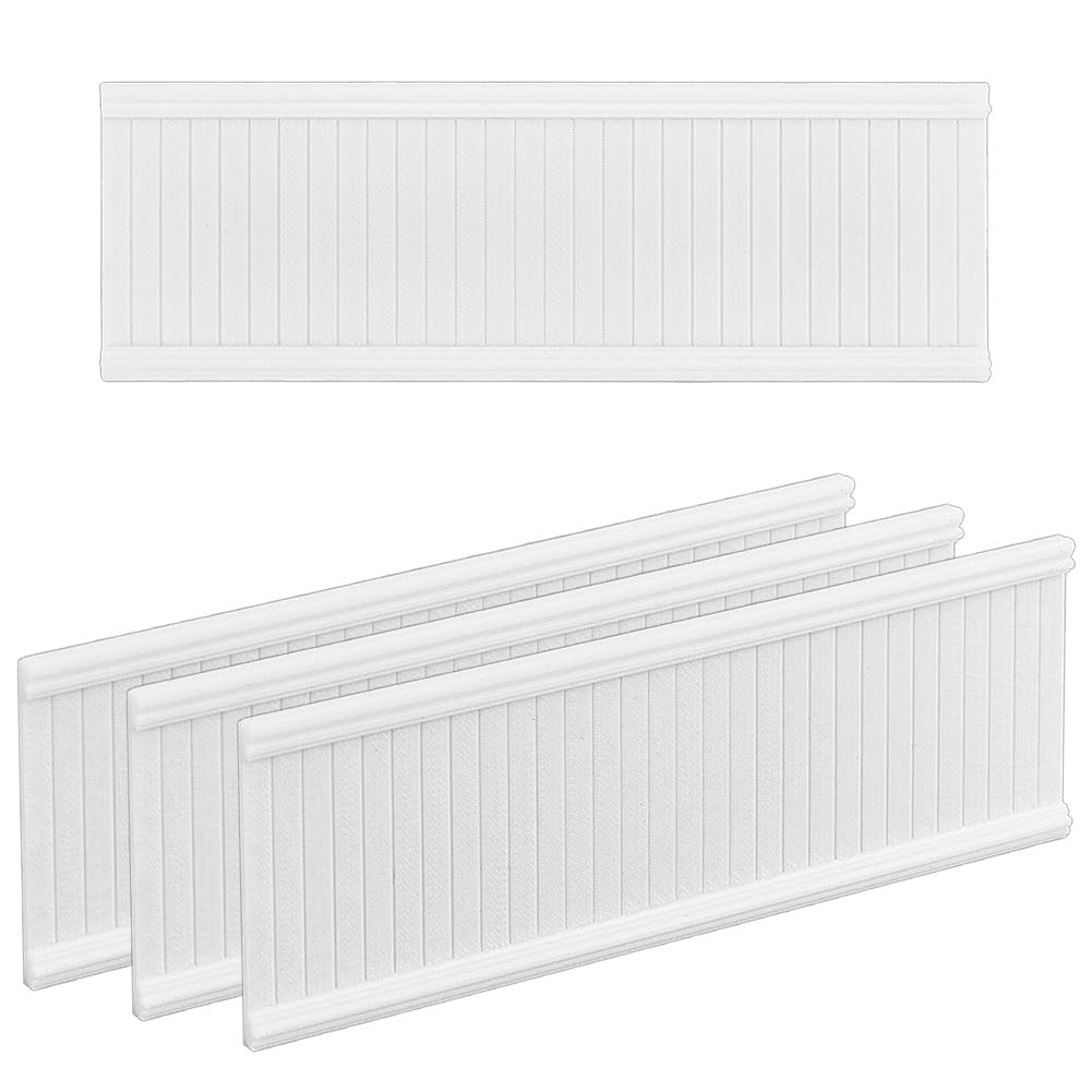 OLYCRAFT 4Pcs Mini House Wainscoting White Plastic Miniature Panel Mini Wainscoting Interior Trim Wainscot Miniature Interior Paneling for Minihouse DIY Minihouse Ornaments 150x50x3.5mm