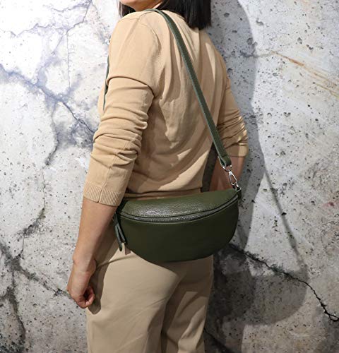 SH Leder ® Karla G359 Heuptas voor dames en heren, uniseks heuptas voor festival, reizen, buiktas, middelgrote crossbody bag, dames, leren tas, 27 x 15 cm, zwart, Medium - Image 8