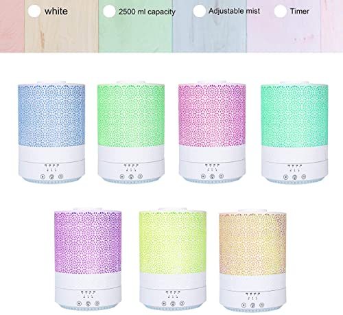 Bluehills Premium Set Of 2 2500 Ml Large Essential Oils Diffusers For Big Rooms High Mist Output Xl Capacity Adjustable Cool Mist Great Gift – Value Pack Of 2 White And Decorative Design #TOP3