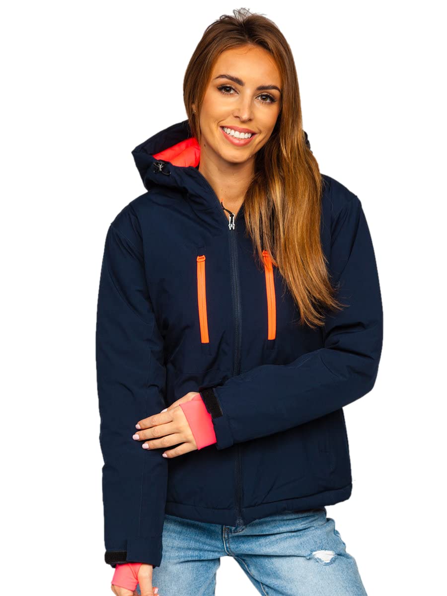 BOLF Femme Veste d'hiver pour veste de ski veste de snowboard avec fermeture a glissiere et poignets de capuche loisirs de plein air [D4D]