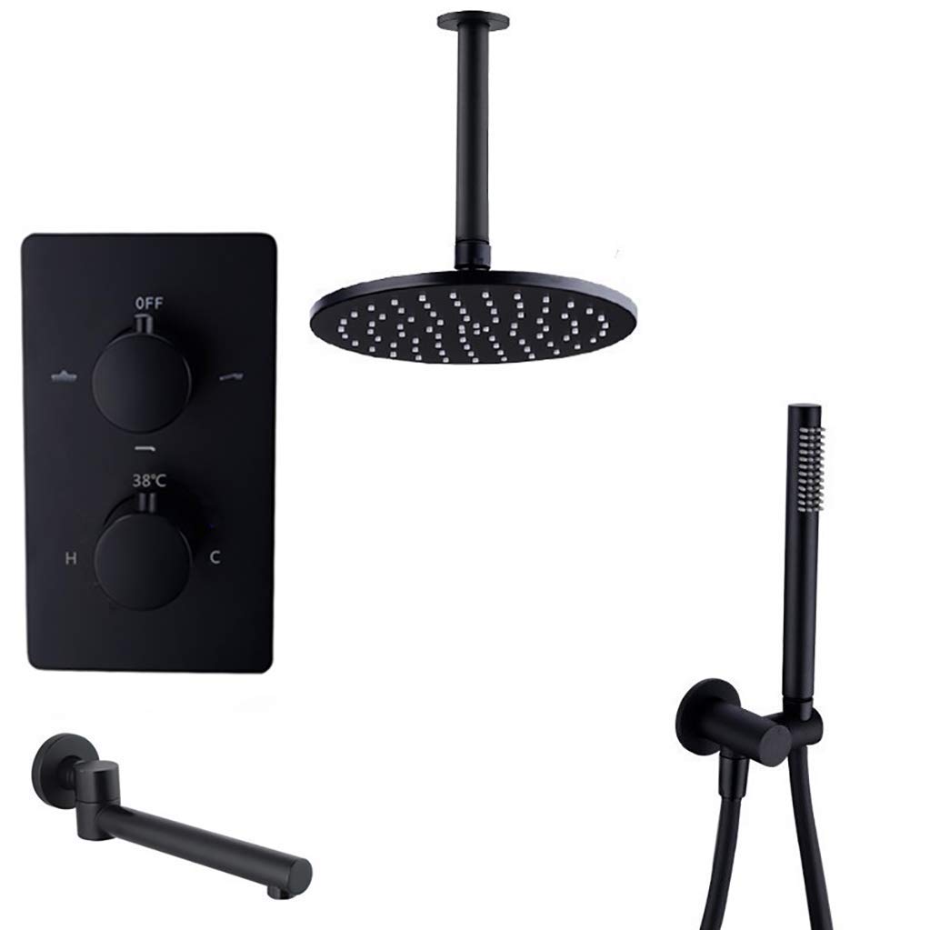 SBCGFY Faucets,Shower System, Brass With 8-12 Inch Bathroom Rainfall Shower Faucet Set And Ld Shower And Tub Taps,/12 Inch,Size_Name-8 Inch