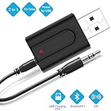 adaptador bluetooth usb para audio 【Transmisor Bluetooth / Receptor Bluetooth 2 EN 1】Zommuei Receptor y transmisor Bluetooth hace que sus televisores y otros dispositivos Bluetooth habiliten para transmitir audio a sus auriculares Bluetooth, o habilita el Bluetooth estéreo de su hogar para recibir la transmisión inalámbrica de música desde su teléfono y tableta. Funciona con dispositivos que tienen una interfaz de 3.5 mm. Nota: este dispositivo no está disponible para responder llamadas.