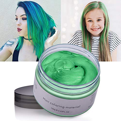 Halloween Temporary Hair Color Wax, Instant Hair Dye Wax Hair Pomades Cream, Hair Styling Coloring Modeling Wax Create Natural Hairstyle for Men Women Kids Party Cosplay(Green)