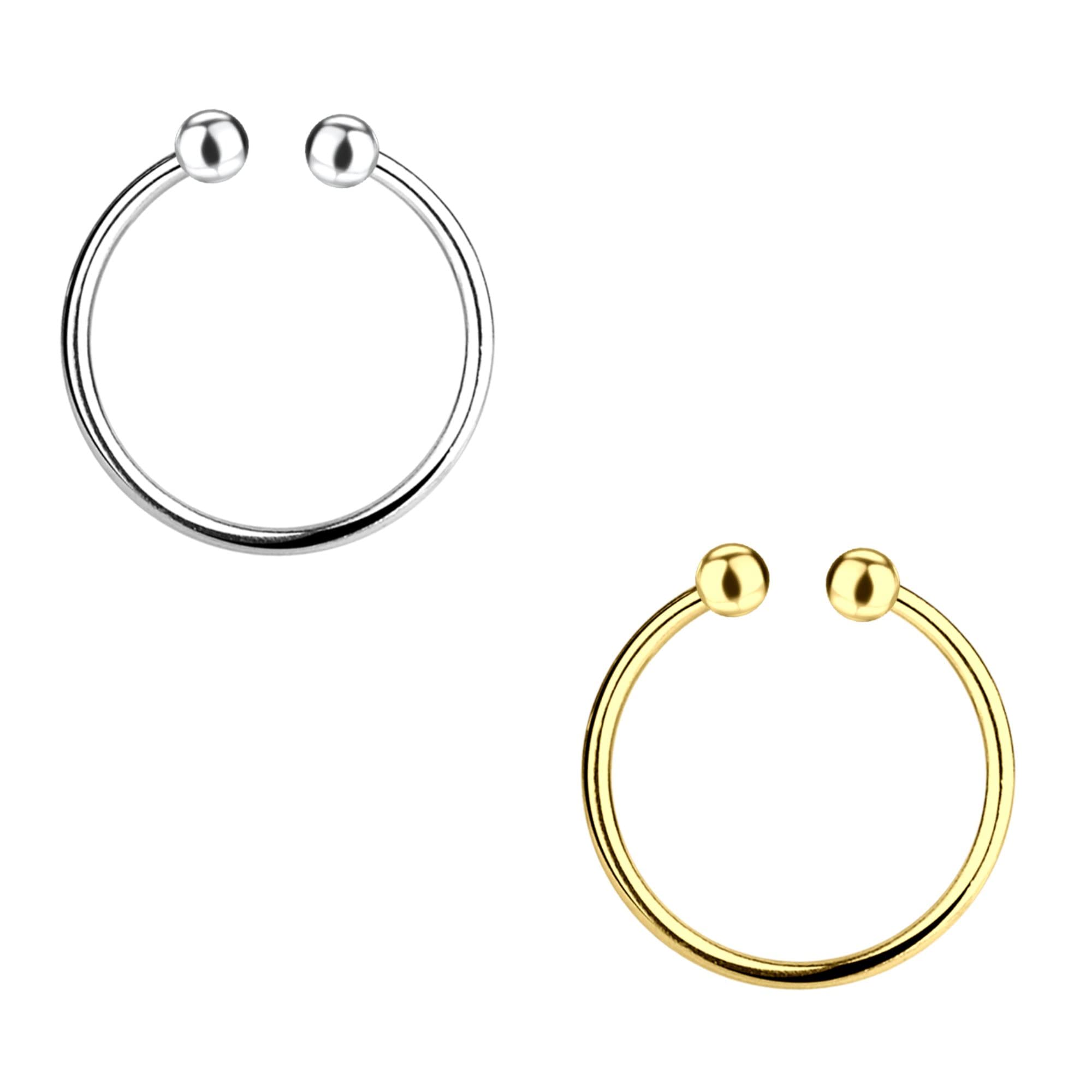 Via Mazzini92.5-925 Sterling Silver 10mm Clip-On Non-Pierced Nose Ring For Women And Girls Pure Silver (NR0226) Pack Of 2 Pcs