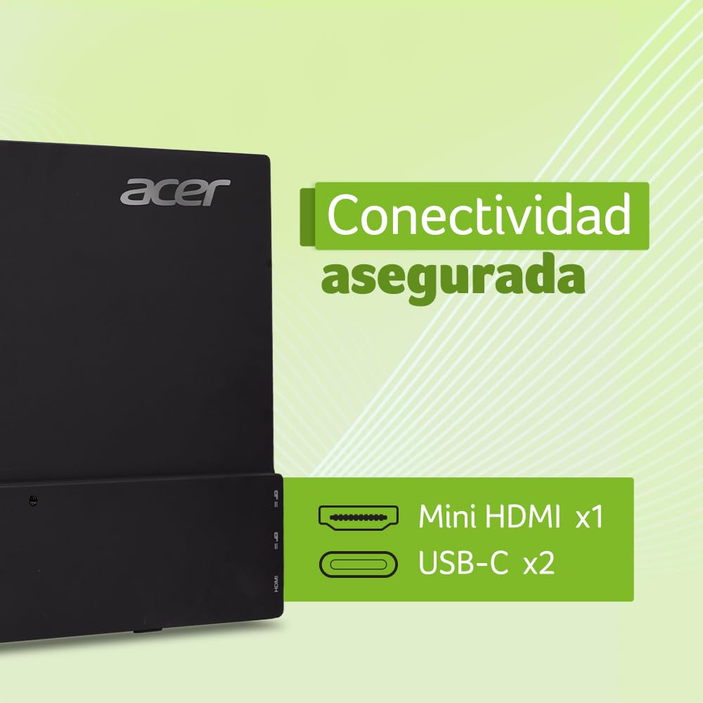 Acer Pantalla portátil | 15.6 Pulgadas FHD IPS Touch | Soporte de sincronización adaptativa (Compatible con FreeSync) | Diseño Delgado | Monitor Externo para computadora portátil PC/Mac | 2 Puertos