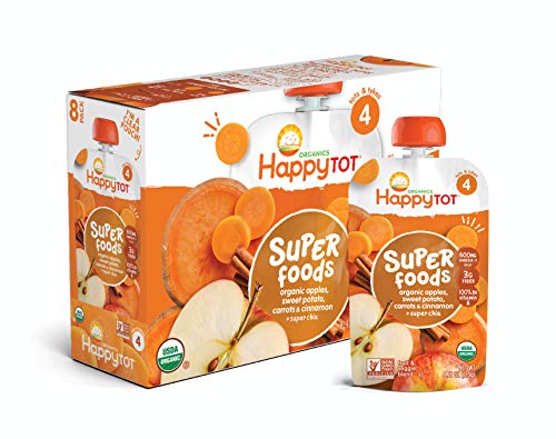 Happy Tot Organic Stage 4 Super Foods Apples Sweet Potatoes Carrots & Cinnamon + Super Chia, 4.22 Ou - //coolthings.us