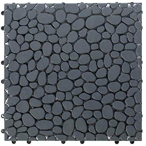 Interlocking Cobbled Stone Look Garden Pathway Tiles, Decorative Floor Grass Pavers Anti- Slip Mat, 5 Pack by Gardenised - Used condition - US$20.97