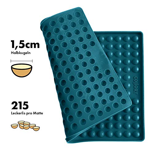 Collory Backmatte Hundekekse für MEDIUM HALBKUGEL (1,5cm Ø) Leckerlis, Silikon Backform, Backunterlage für Backblech, Diätmatte, Hitzebeständig, Lebensmittelecht & Bpa-frei