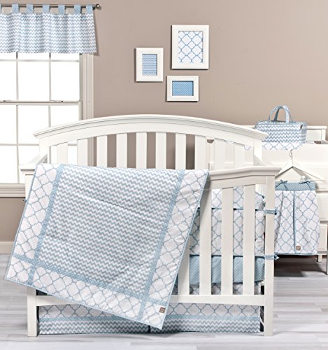 blue and grey cot bedding