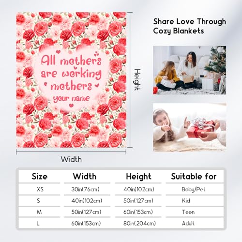 Custom Blanket Gifts for Mom/Wife/Daughter/Sister Name - Pink Blanket to Mom's Gift - Cozy Soft Fleece 30x40 Inch Throw for Festivals Holidays