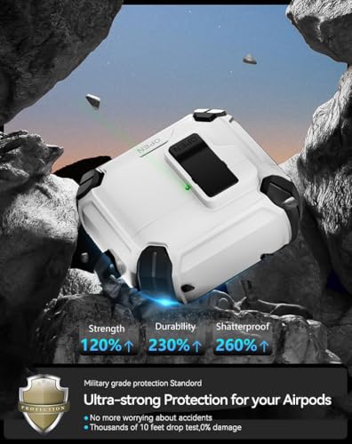 Image of ZORBES AirPods 4th Generation Case Compatible with Magsafe | Secure Lock, with Phone Stand & Cleaning Kit, Flip Lid Protection, White TPU, Carabiner Carry Clip for AirPods 4 Case Cover