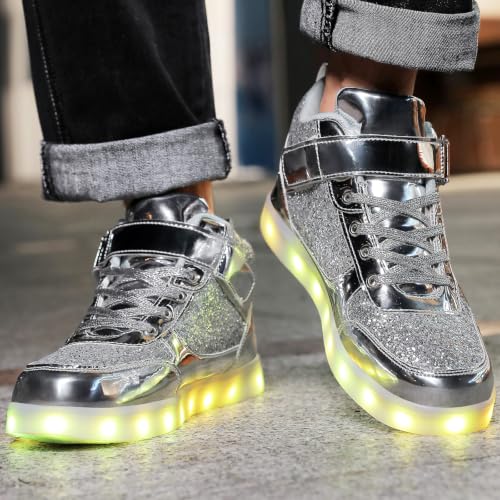 Image of JEVRITE Unisex LED Light Up High Top Sneakers - USB Charging for Women & Men - Couples Shoes
