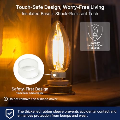 Image of FLSNT 40W Equivalent LED Chandelier Light Bulbs, Dimmable Amber LED B11 E12 Candelabra Base Bulbs, 2200K Warm White, 330LM, 6 Pack UL,CA65 Listed.