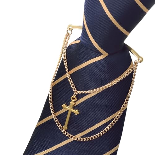 Men's Gold Silver Tie Chain Set - Classic 2Pcs Double Necktie Chains for Business and Wedding Jewelry3