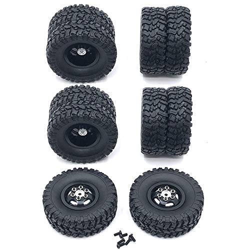 CAIONPLE Doppel Rad Metall Felge mit Gummi Reifen Reifen für B16 B36 Q60 Q63 Q64 6WD 6X6 RC Truck, Schwarz