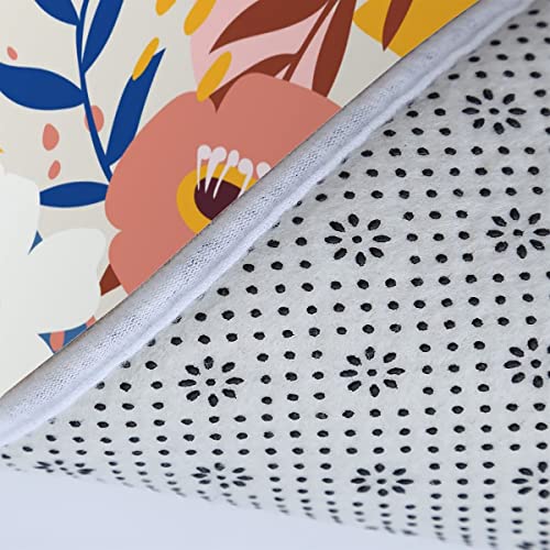 Badezimmerteppich-Set 3Teilig Blatt rutschfest Waschbar Badematte Badezimmer Weich Mikrofasern WC-Deckelbezug Blumen… – Bild 6