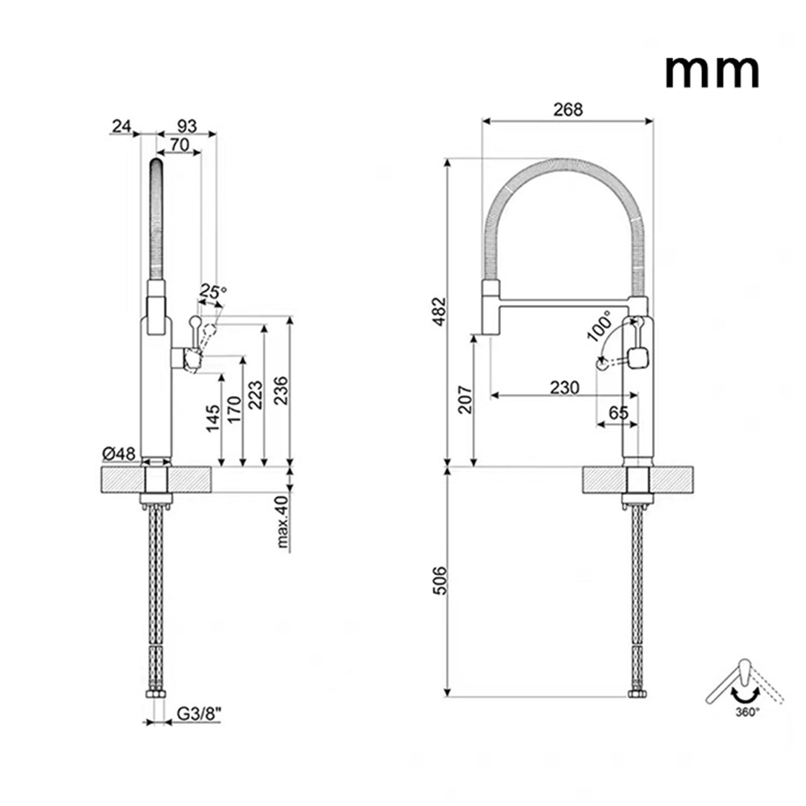 Grifo Cocina Extraible Monomando Grifo Manguera con Resorte Giratorio de 360° Grifos Lavabo de 2 Modos Manija Única Agua Caliente y Fría,Azul