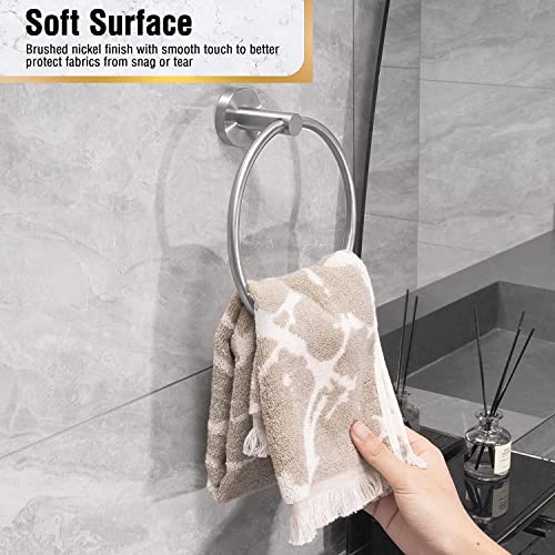 Image of Stainless Steel Towel Ring (6 inch) + 400ml Wall Mounted Transparent Liquid Soap Dispenser | Rust Free Durable Bathroom & Kitchen Wash Area Accessories Combo Set (1 Set)