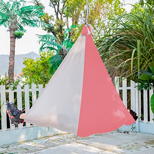 Sensory Swing For Kids Indoor Outdoor, Therapy Autism Joy Ceiling Swing Holds Up To 310 Lbs With Dual Color Blocks Kids Hammock Chair (Pink + Gray) #TOP6